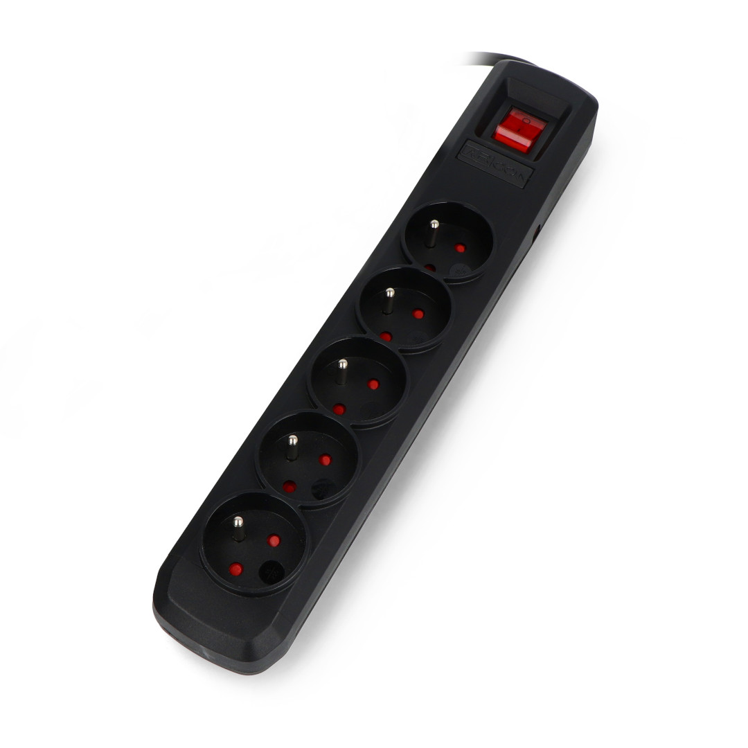 Listwa zasilająca z zabezpieczeniami Armac R5 czarna - 5 gniazd - 1,5 m