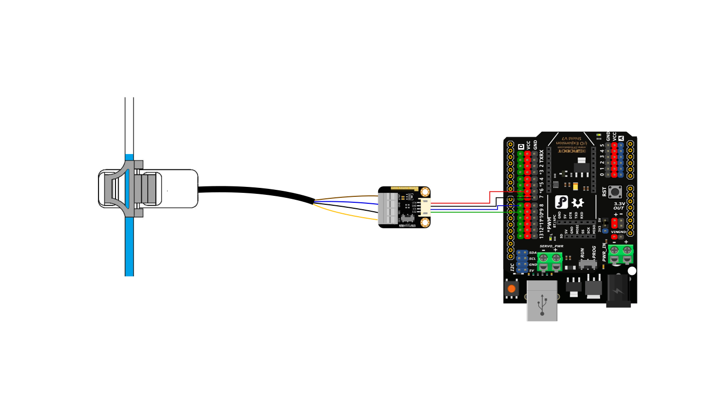 Schemat połączenia czujnika z Arduino.