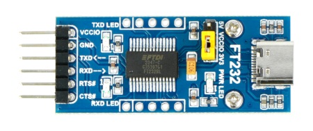 Konwerter USB-UART CP2102 - gniazdo USB typu C - Waveshare 20644.
