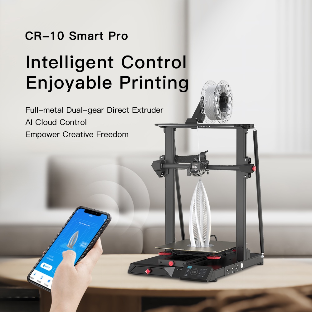 Creality CR-10 Smart Pro posiada wbudowany moduł komunikacji WiFi oraz Bluetooth