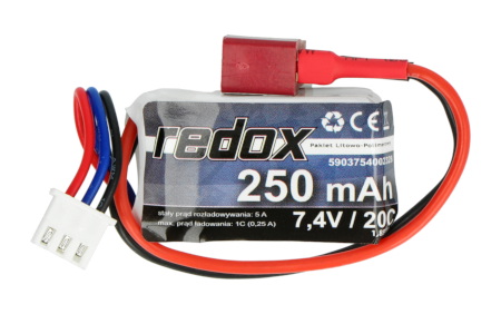 Pakiet Li-Pol Redox 250mAh 20C 2S 7,4V