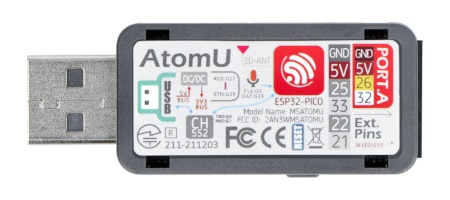AtomU - moduł rozwojowy IoT ESP32 ze złączem USB-A - M5Stack K117.