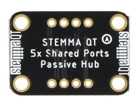 Hub STEMMA QT / Qwiic umożliwia dołączenie do projektu 5 dodatkowych urządzeń peryferyjnych.