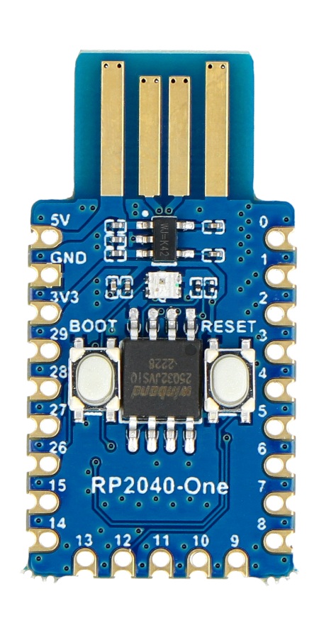 RP2040-One z mikrokontrolerem od Fundacji Raspberry Pi.