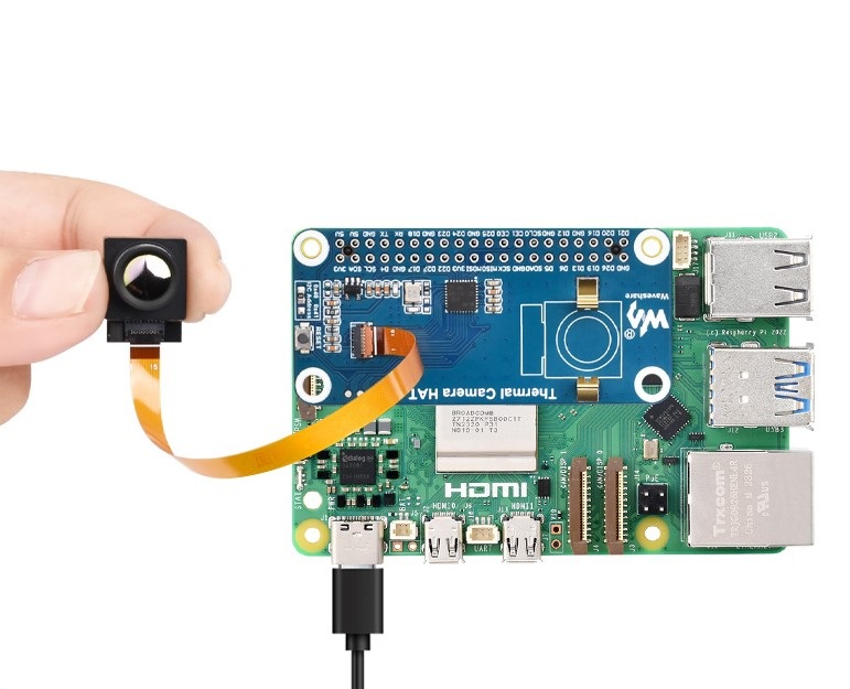 Thermal Camera HAT - moduł z kamerą termowizyjną IR do Raspberry Pi - 80 x 62 px, 45 FOV - USB C - połączenie z RPi