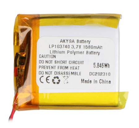 Akumulator Li-Pol Akyga 1580 mAh 1S 3,7 V - złącze JST - BEC + gniazdo - 40 x 37 x 10 mm