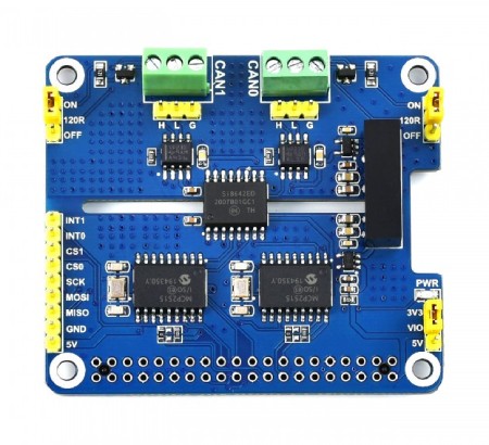 CAN Expansion HAT - 2-kanałowa izolowana nakładka CAN do Raspberry Pi - MCP2515 + SN65HVD230 - Waveshare 17912