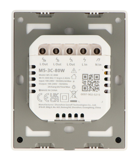 Sonoff M5-3C-80W - inteligentny włącznik ścienny WiFi / Matter - 3-kanałowy - biały