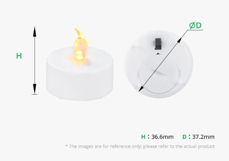 Zestaw świeczek tealight LED - KC008 - 37,2 x 36,6 mm - ciepły żółty - 12 szt. - Bambu Lab