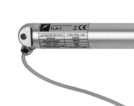 Siłownik tubowy TLA-1 500 N 7 mm/s 12 V z wyłącznikiem przeciążeniowym - wysuw 30 cm