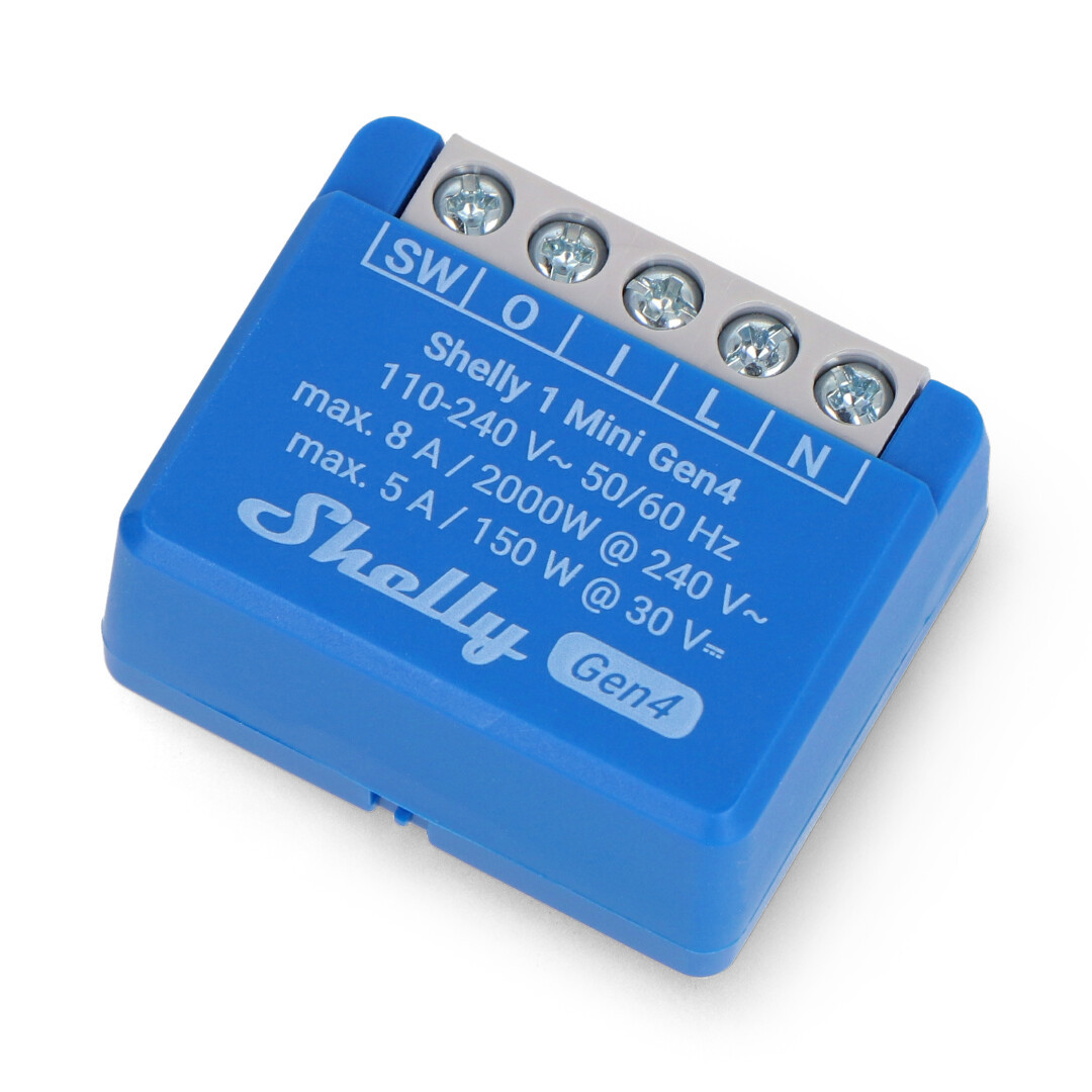 Shelly 1 Mini Gen4 - przekaźnik 240V/8A WiFi/Bluetooth/ZigBee - aplikacja Android/iOS