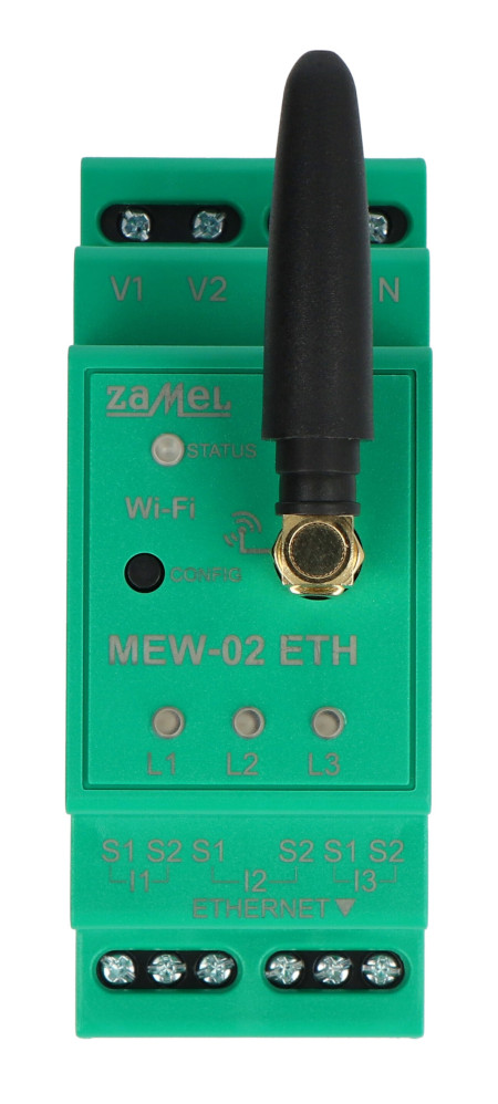 Zamel Supla MEW-02 ETH - monitor zużycia energii elektrycznej 3F+N WiFi / Ethernet