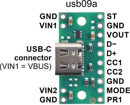 Złącze zasilające USB typu C z multiplekserem TPS2116 - usb09a - Pololu 3728