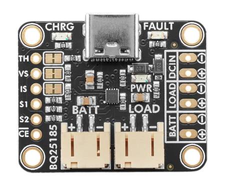 Moduł ładowania akumulatorów Li-Pol / Li-Ion / Li-Fe 5 V bq25185 USB typu C / DC / panel solarny - Adafruit 6091
