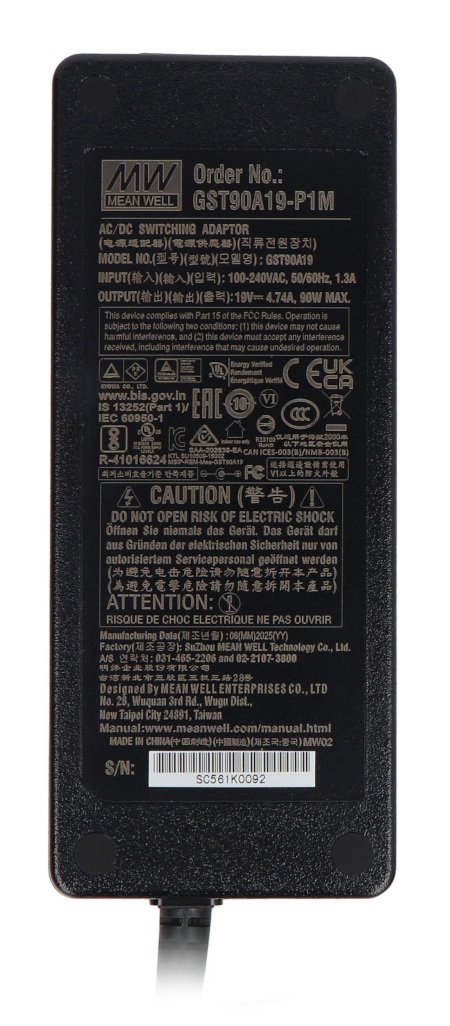 Zasilacz Mean Well GST90A19-P1M 90 W 19 V / 4,74 A - wtyk DC 5,5 / 2,5 mm